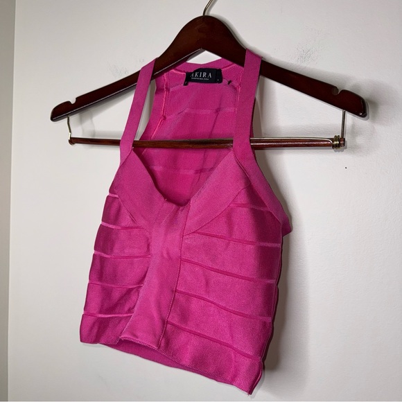AKIRA Hot Pink Bandage Crop Top - Picture 4 of 8